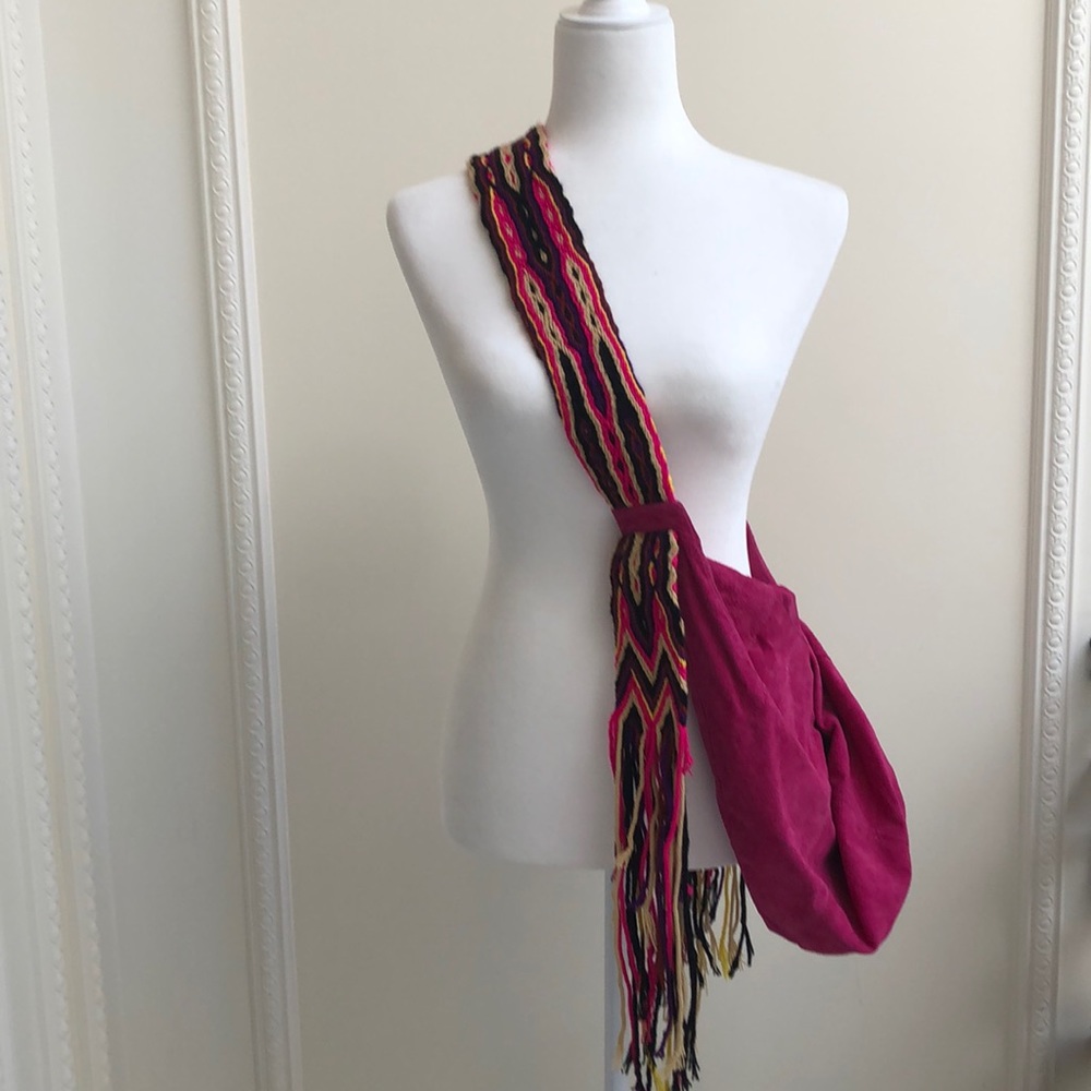 Pink Suede Bohemian Hobo bag